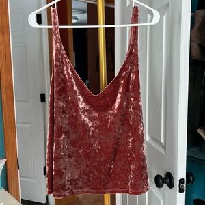 Dusty rose velvet V-neck top